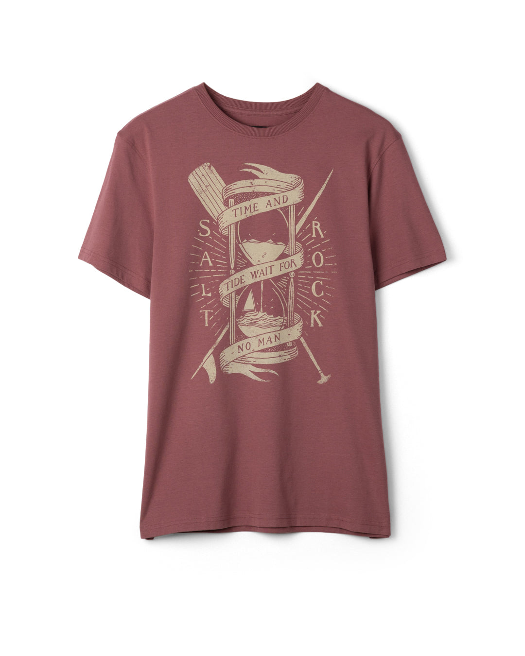 Waiting Tide Mens Short Sleeve Tee in Dark Pink