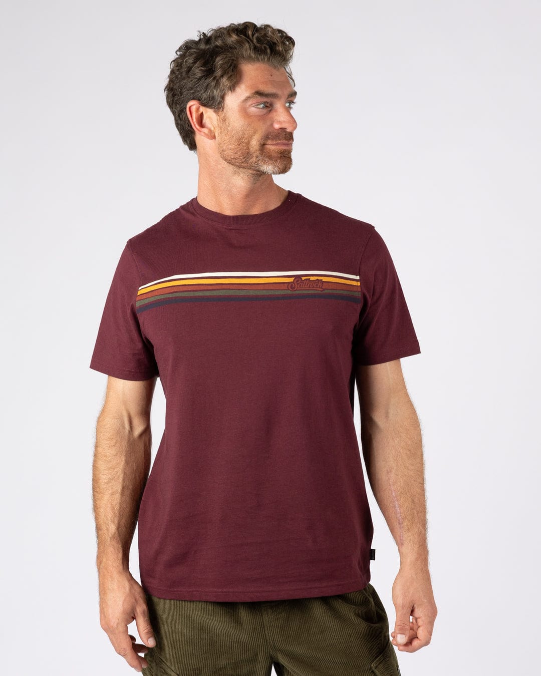 Torn Stripe - Mens T-Shirt - Dark Purple