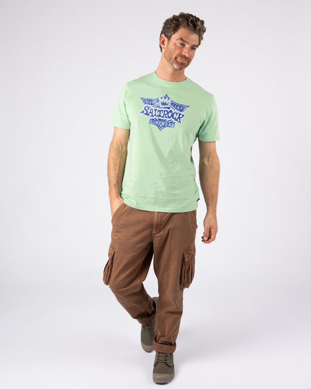 Heritage Shield - Mens Short Sleeve T-Shirt - Light Green