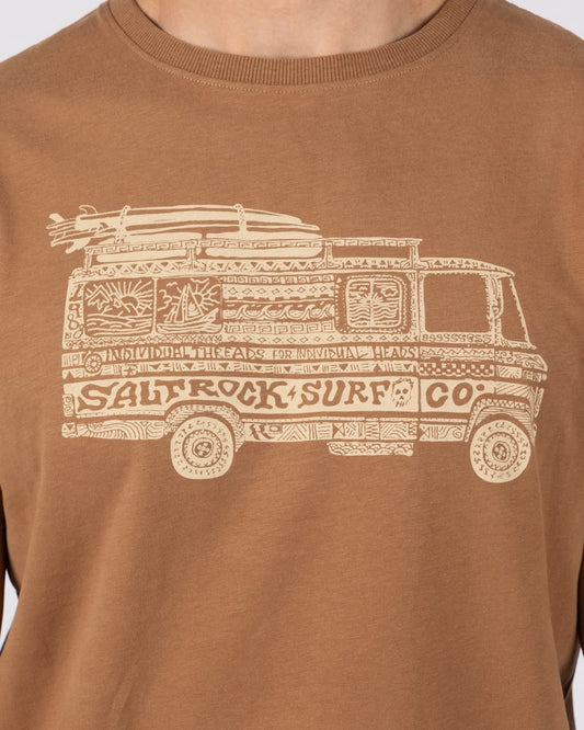 Trail Bus Mens Short Sleeve T-Shirt in Brown