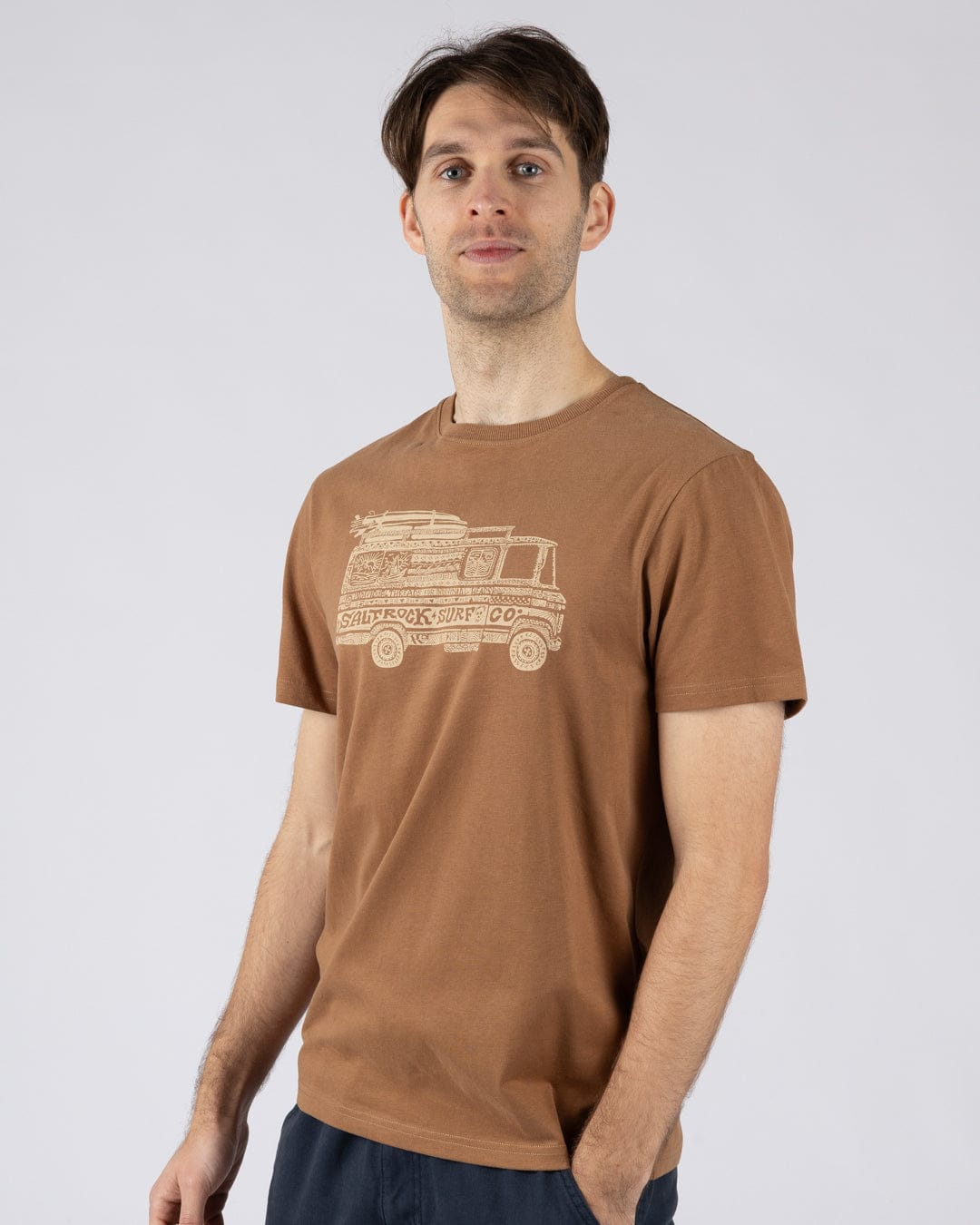 Trail Bus - Mens Short Sleeve T-Shirt - Brown