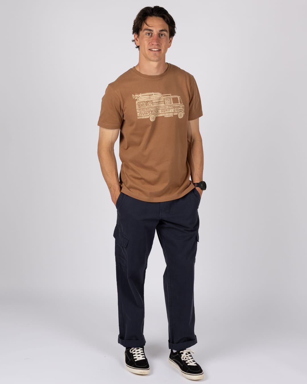 Trail Bus Mens Short Sleeve T-Shirt in Brown