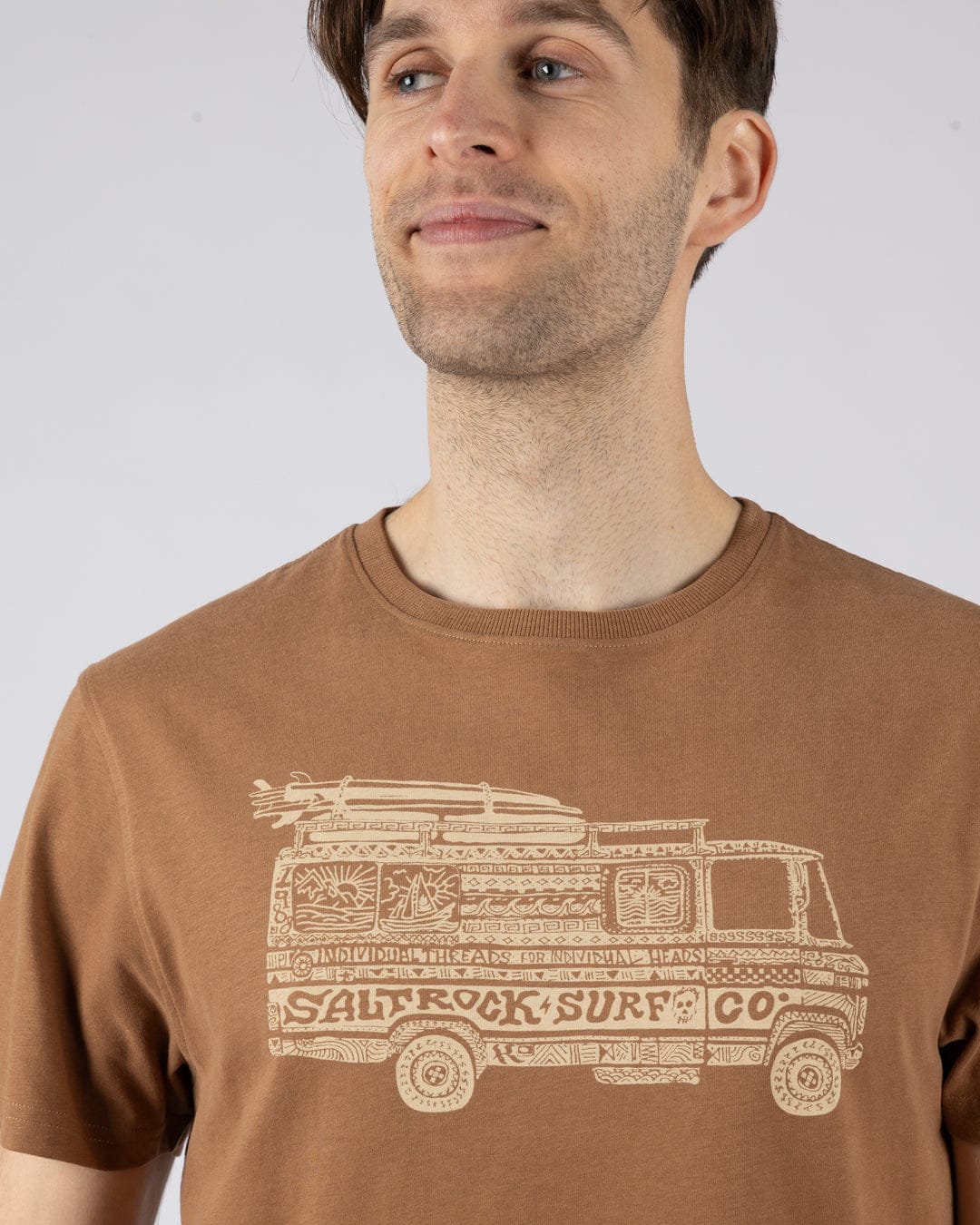 Trail Bus - Mens Short Sleeve T-Shirt - Brown