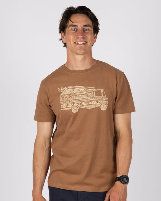 Trail Bus Mens Short Sleeve T-Shirt in Brown