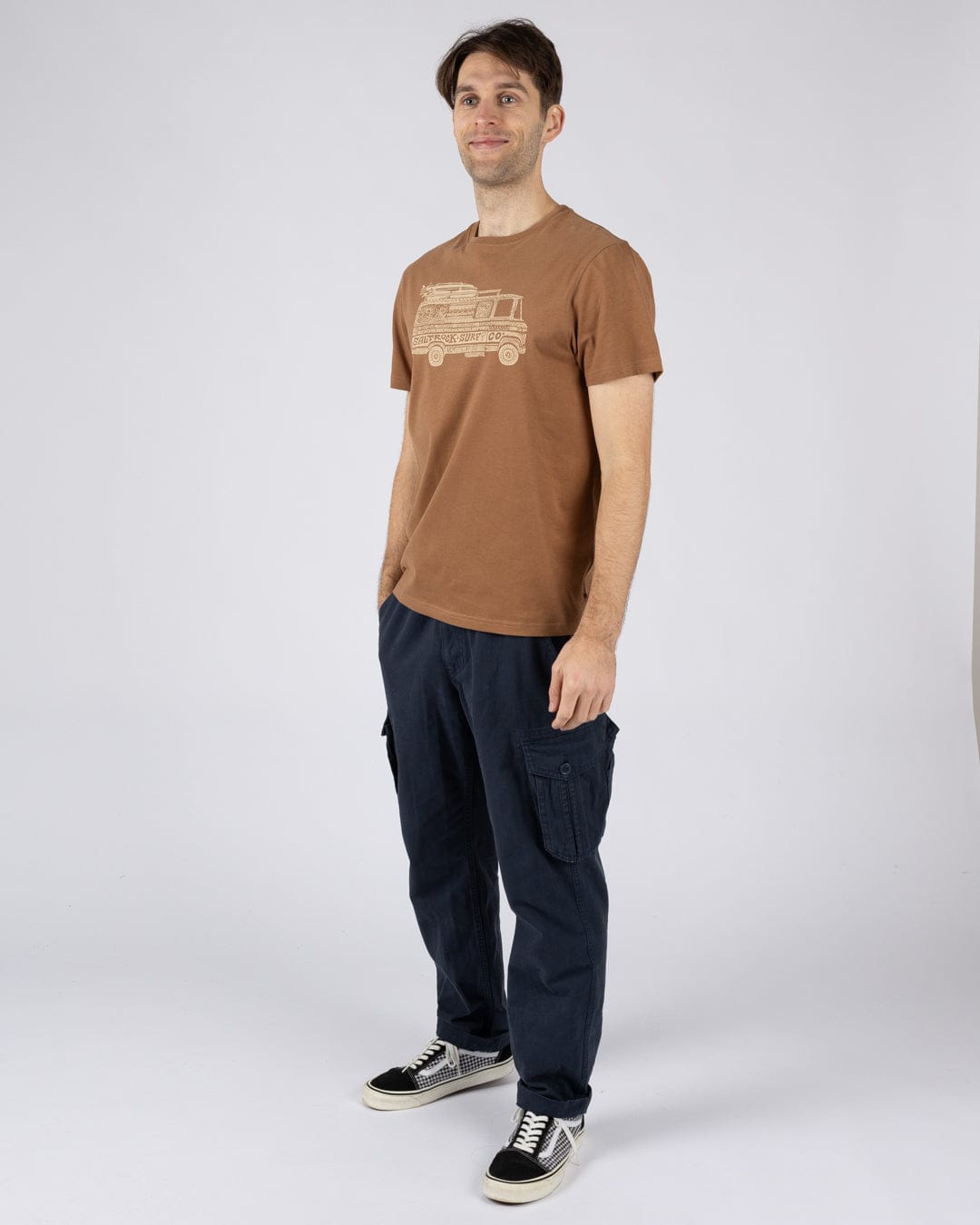 Trail Bus - Mens Short Sleeve T-Shirt - Brown
