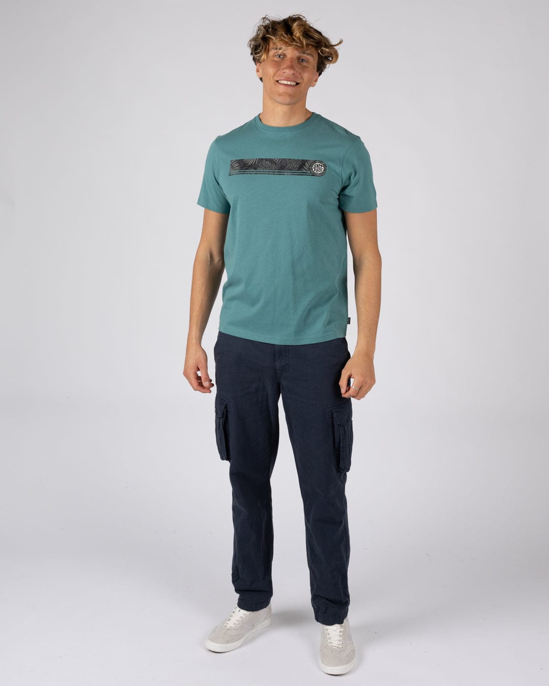 Warp Surf Stripe - Mens Short Sleeve T-Shirt - Dark Green