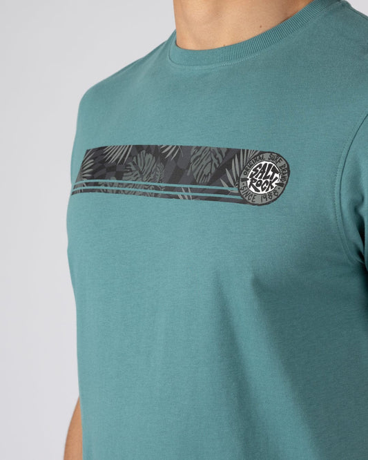 Warp Surf Stripe - Mens Short Sleeve T-Shirt - Dark Green