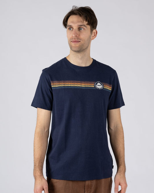 Tribal Stripe - Mens Short Sleeve T-Shirt - Blue