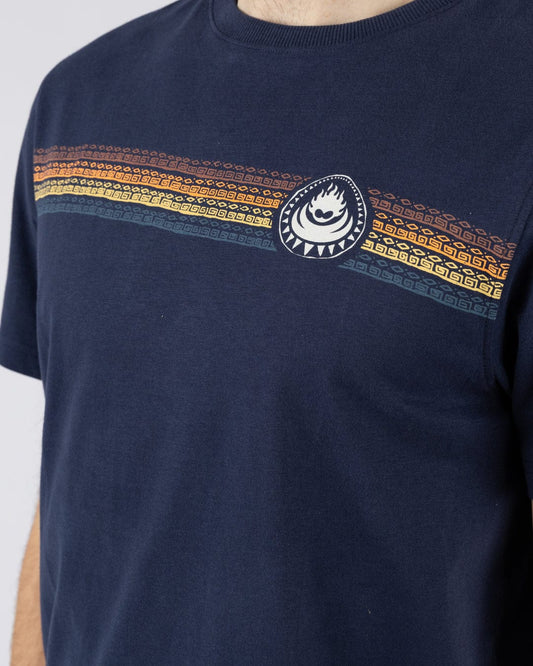 Tribal Stripe - Mens Short Sleeve T-Shirt - Blue