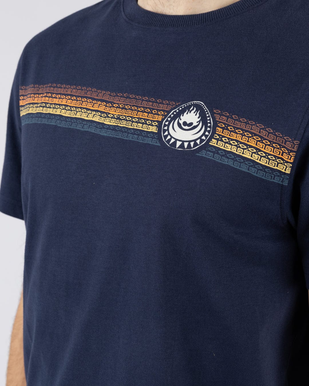 Tribal Stripe - Mens Short Sleeve T-Shirt - Blue