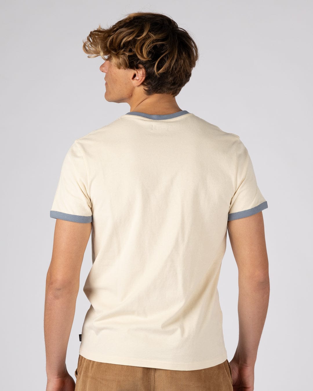 Offshore Ringer - Mens Short Sleeve T-Shirt - Cream