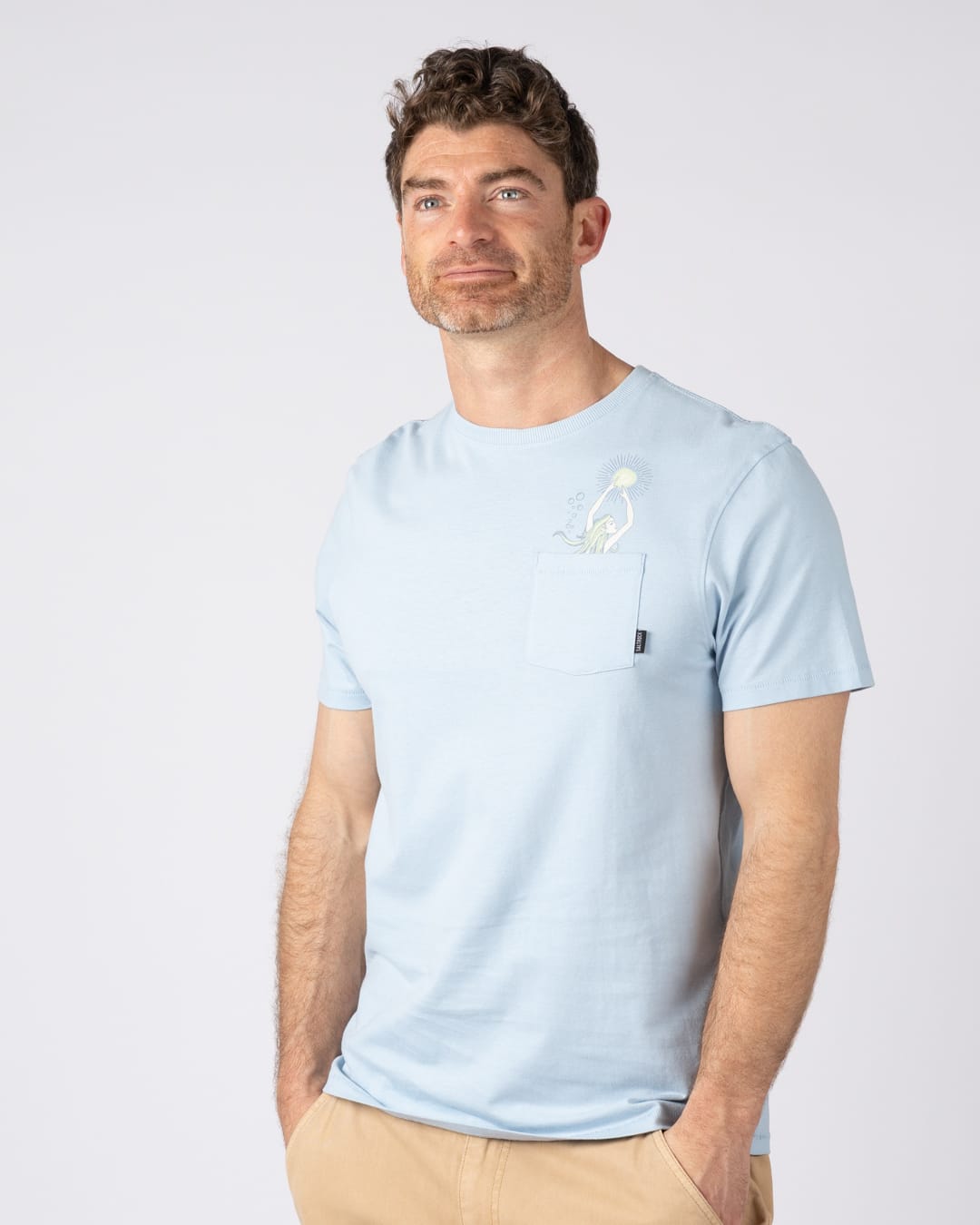 Mermaid Rise Mens Short Sleeve T-Shirt in Light Blue