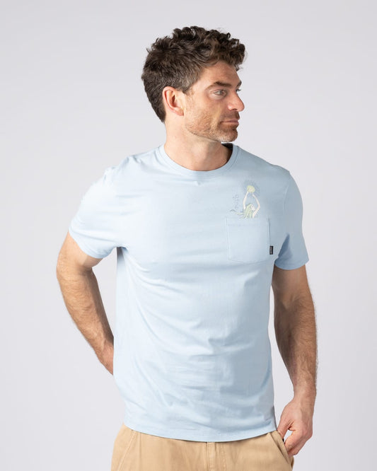Mermaid Rise Mens Short Sleeve T-Shirt in Light Blue