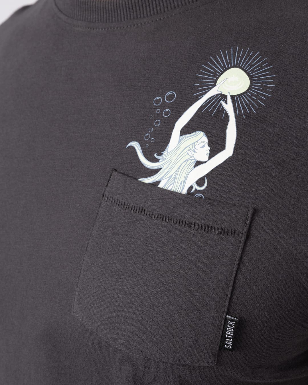 Mermaid Rise Mens Short Sleeve T-Shirt in Dark Grey