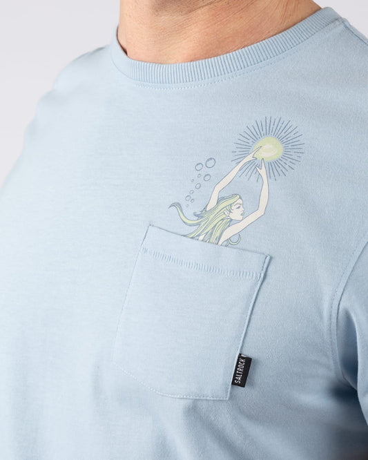 Mermaid Rise Mens Short Sleeve T-Shirt in Light Blue