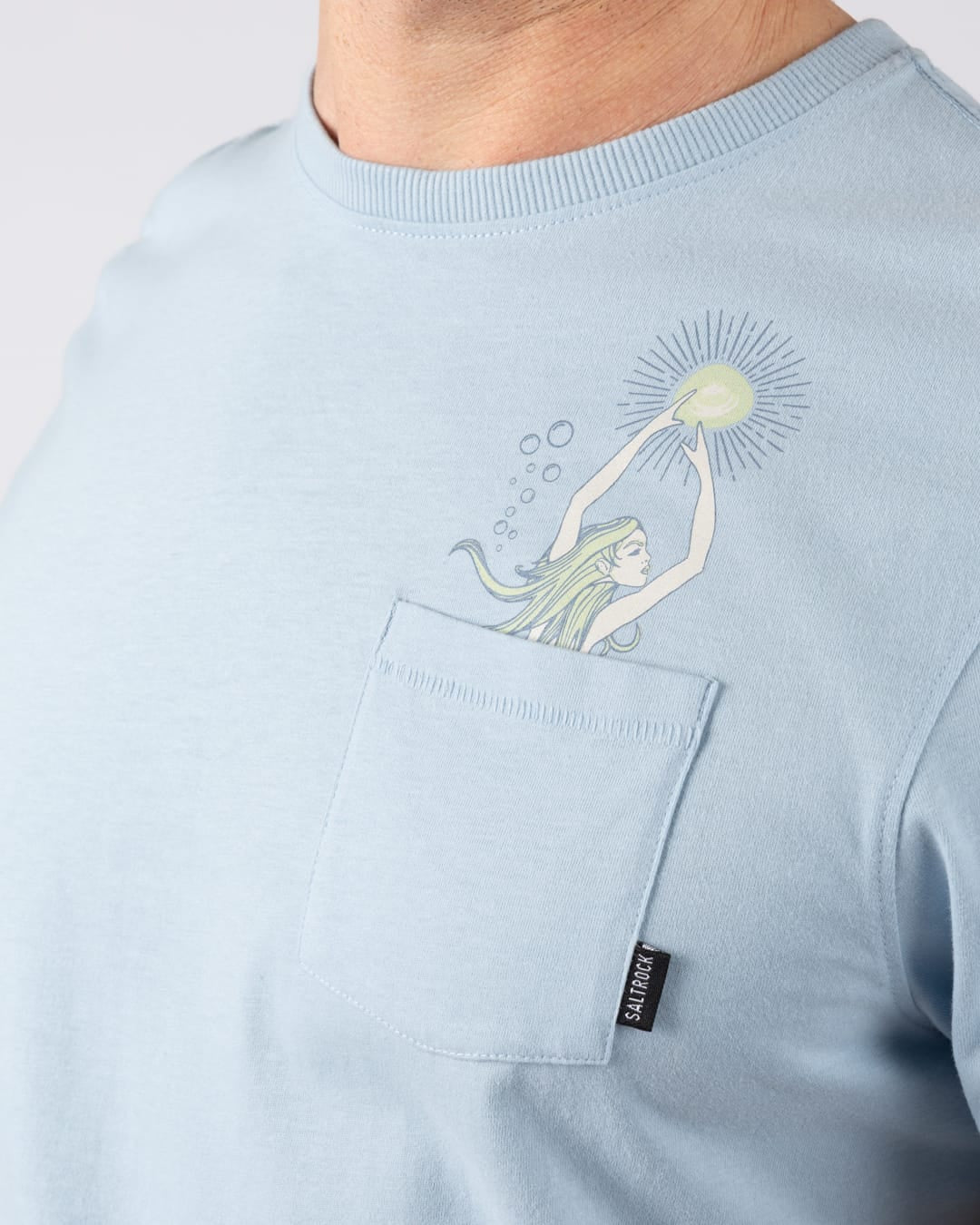 Mermaid Rise Mens Short Sleeve T-Shirt in Light Blue