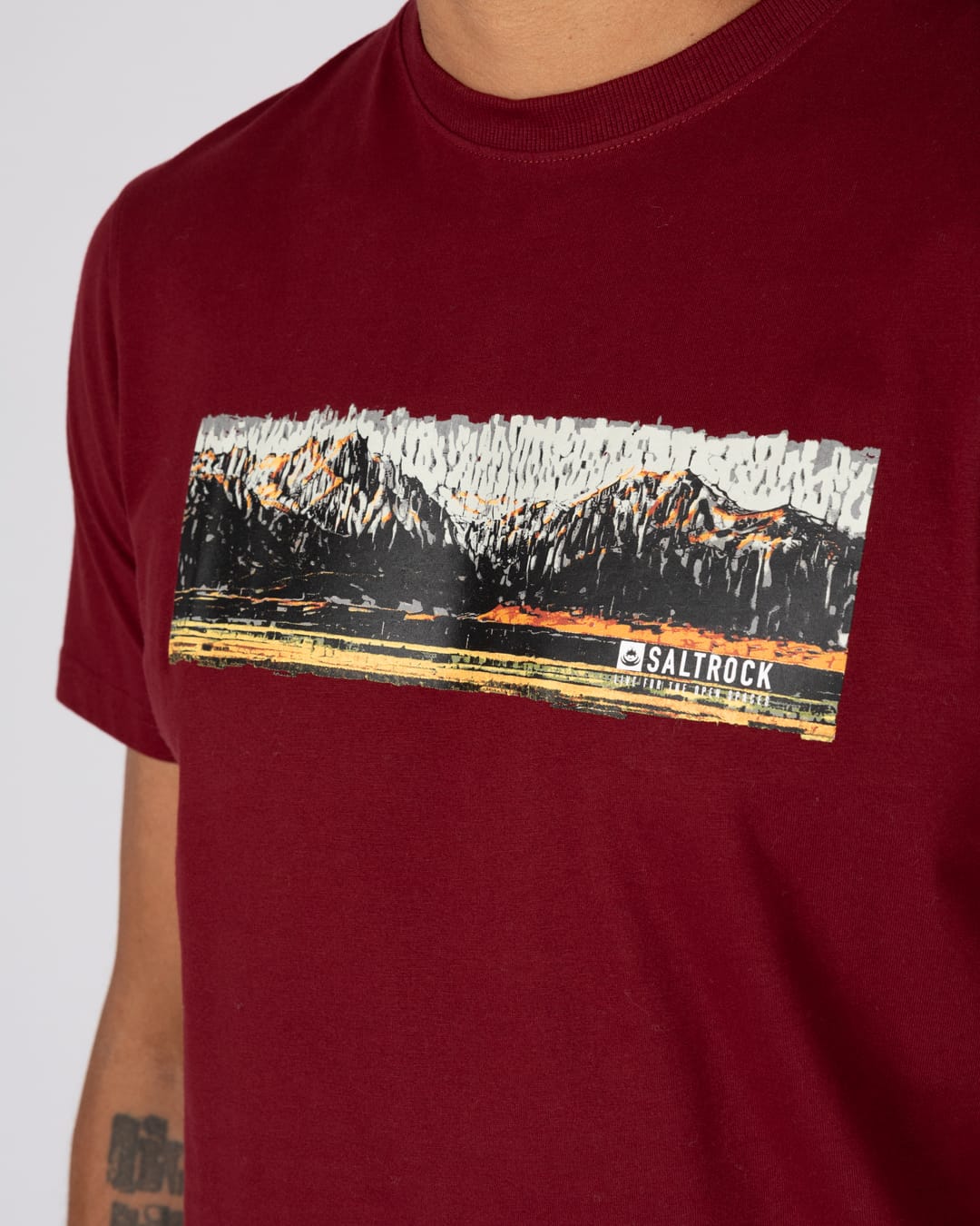 Mountain Stripe Mens T-Shirt In Dark Red