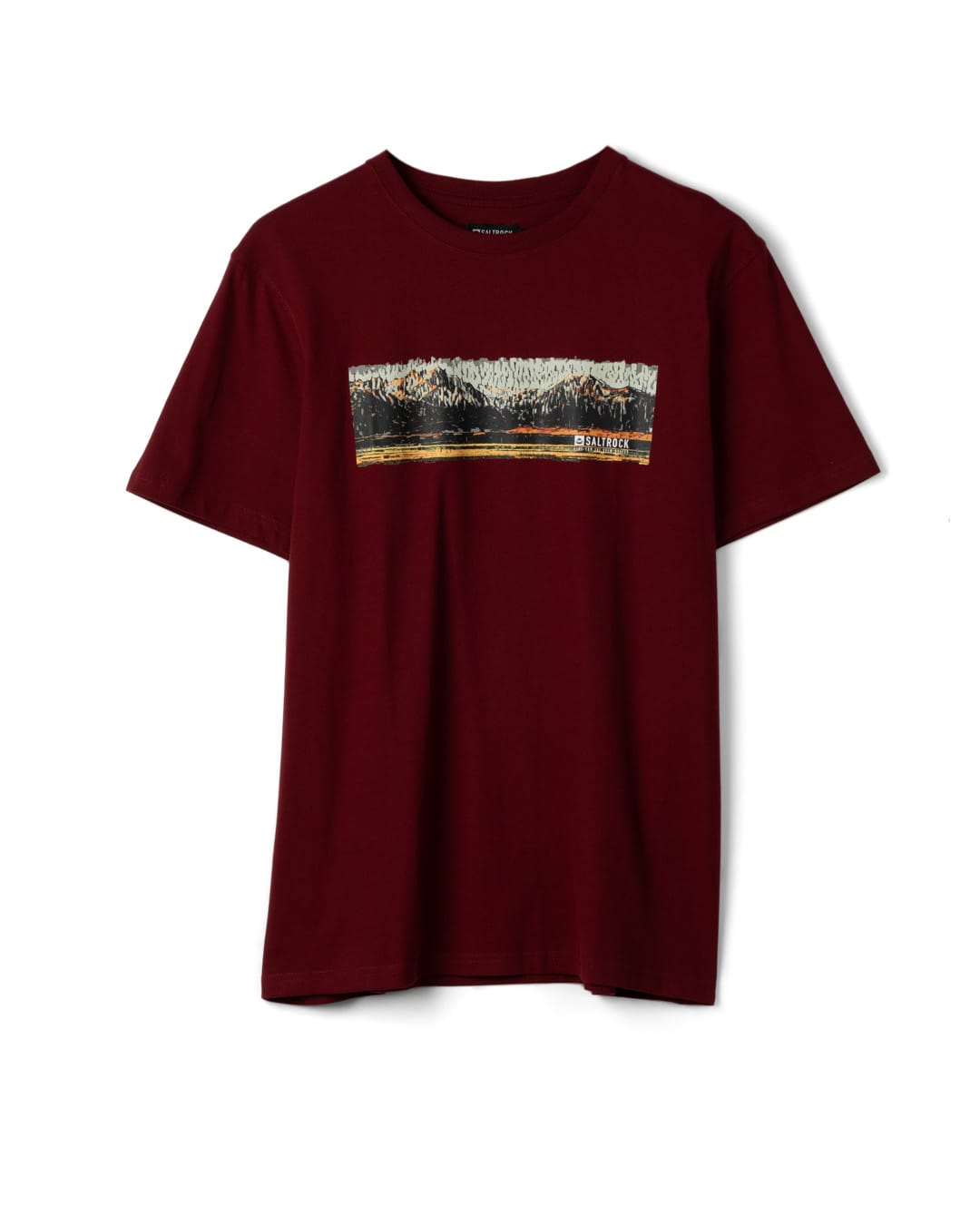 Mountain Stripe Mens T-Shirt In Dark Red