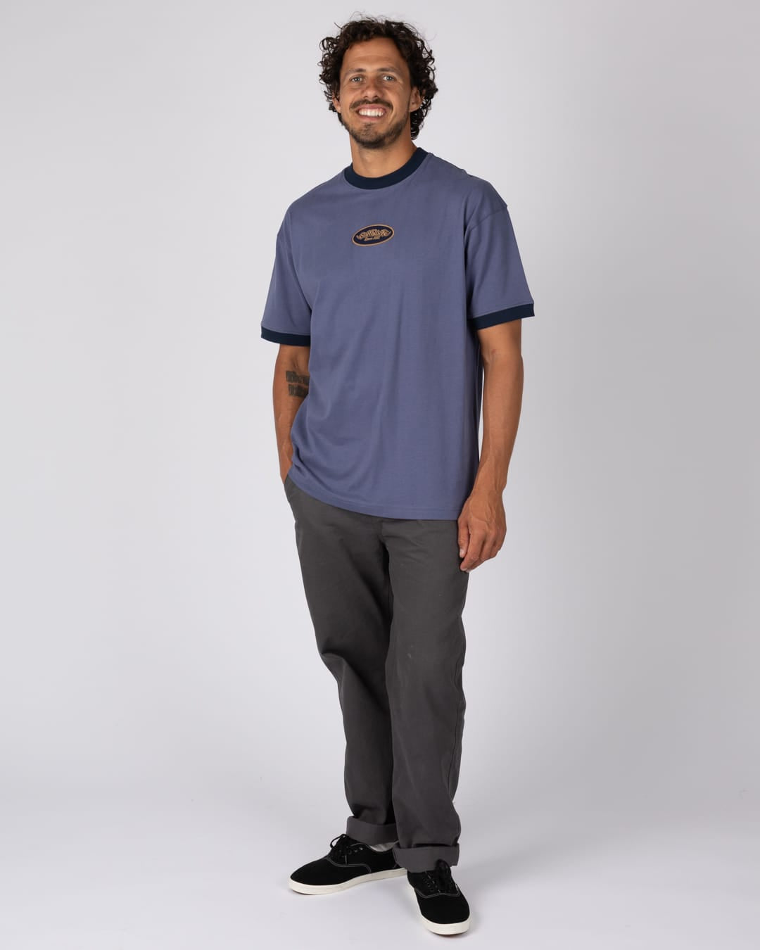 Oval Logo Mens Oversized T-Shirt In Blue