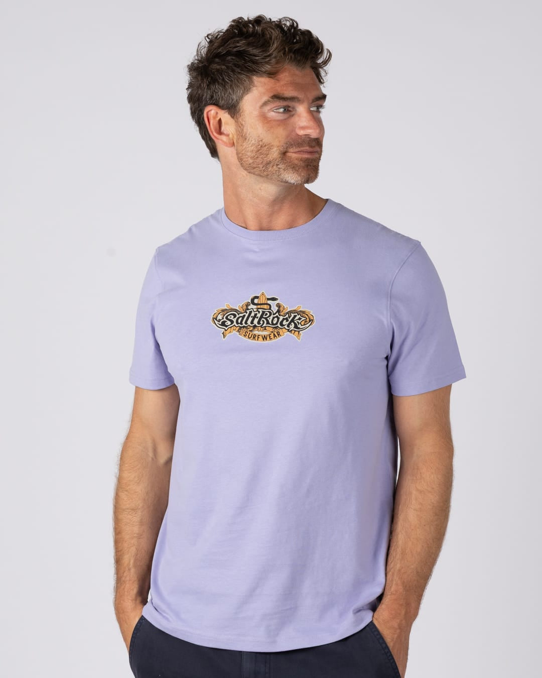 Heraldic Surf Logo Mens T-Shirt In Light Purple