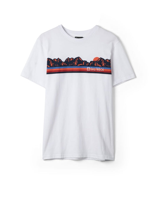 Mountain Mens Retro Stripe Short Sleeve T-Shirt In White