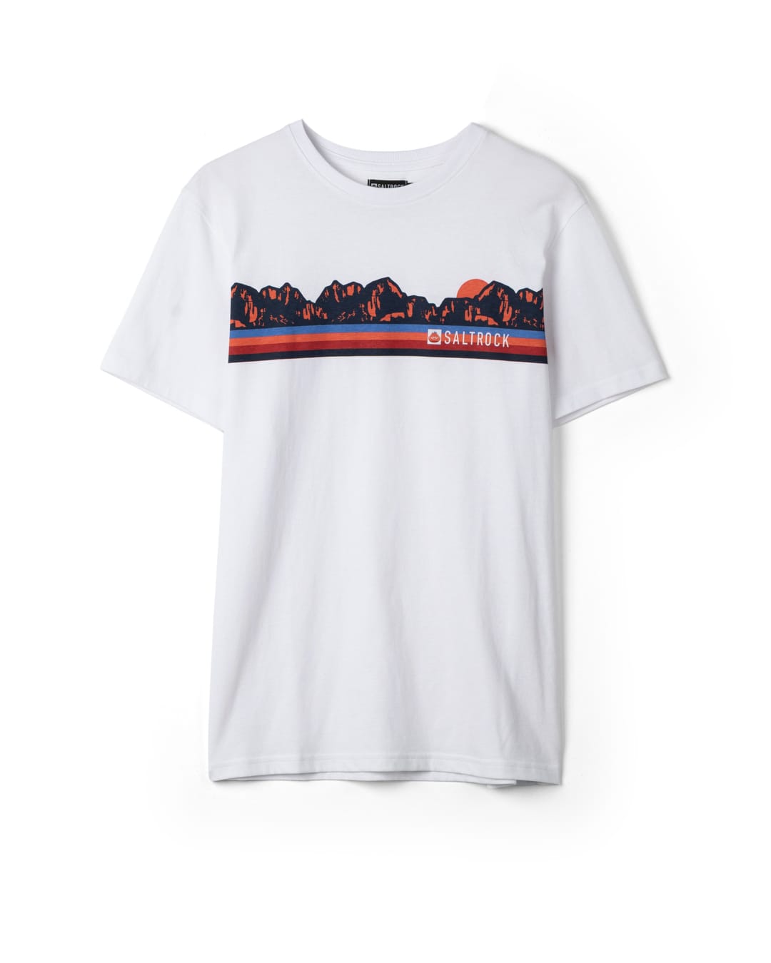 Mountain Mens Retro Stripe Classic Short Sleeve T-Shirt In White