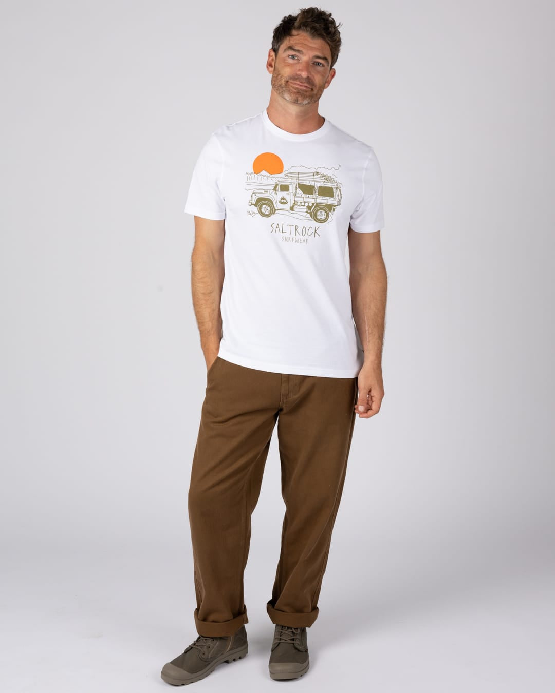 Surf Truck Mens Classic Short Sleeve T-Shirt In White