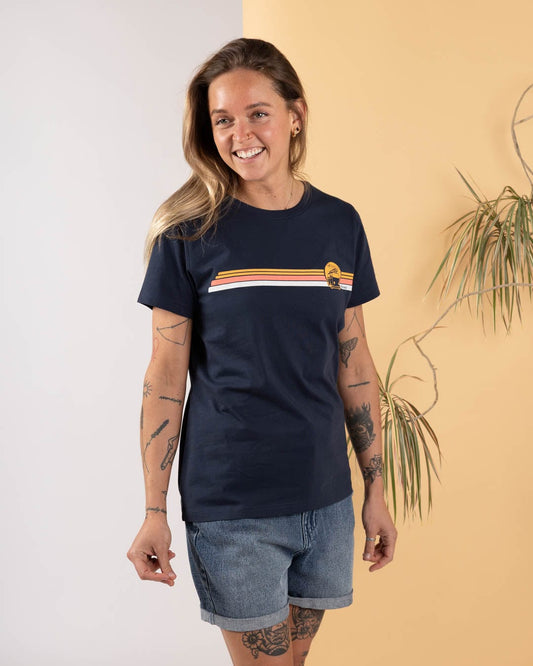 Celeste Stripe - Womens Short Sleeve T-Shirt  - Blue