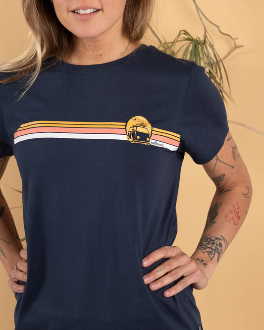 Celeste Stripe - Womens Short Sleeve T-Shirt  - Blue