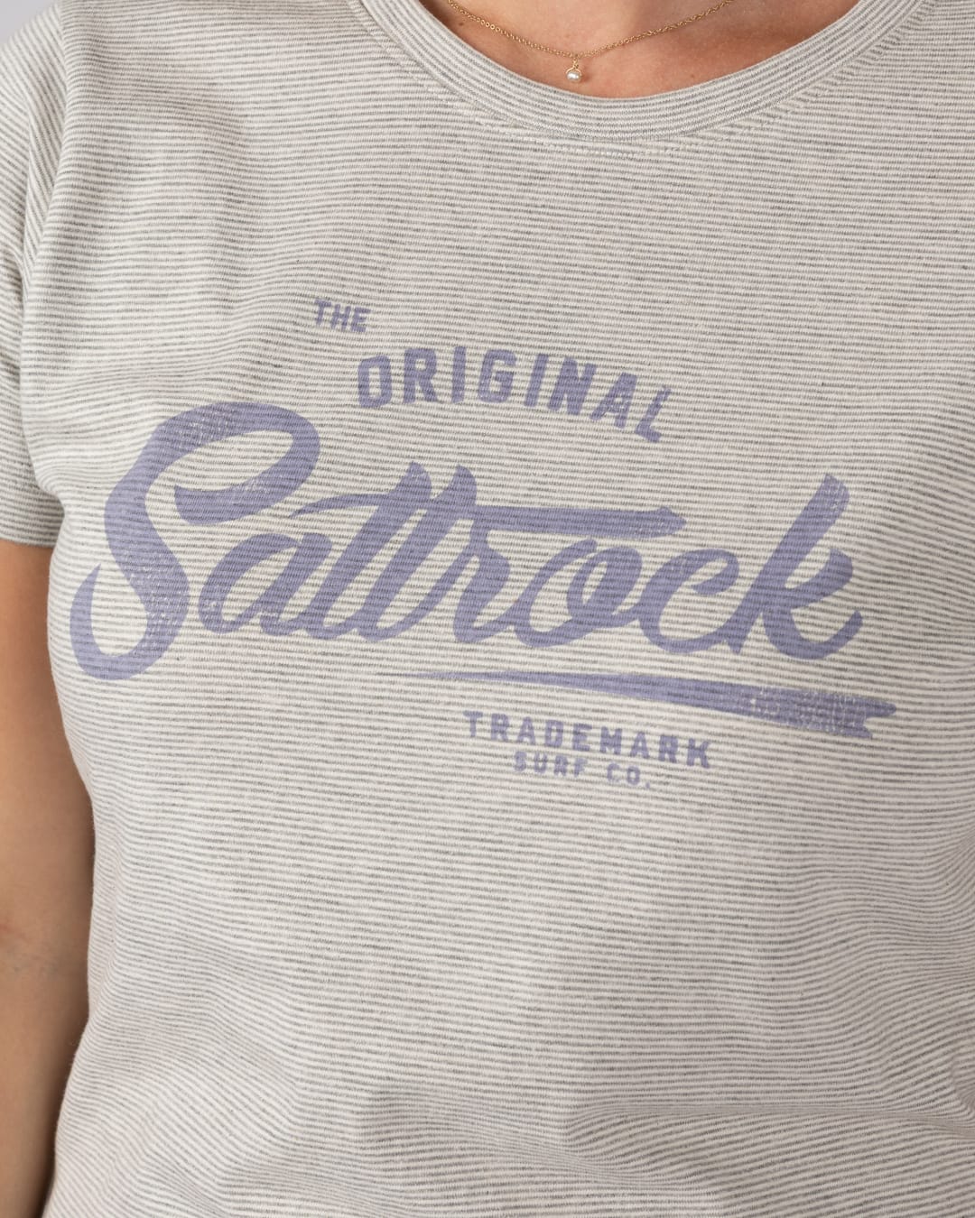 Trademark Stripe Womens Short Sleeve T-Shirt In Grey