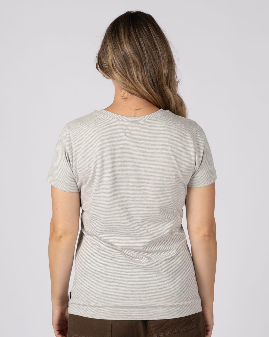 Trademark Stripe Womens Short Sleeve T-Shirt In Grey