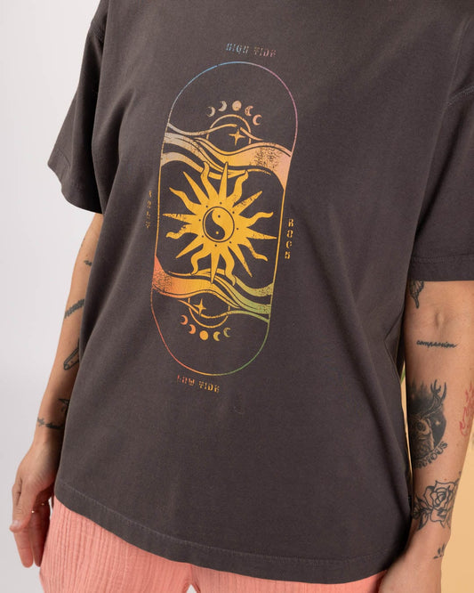 Summer Solstice  - Womens Oversized Short Sleeve T-Shirt - Dark Grey