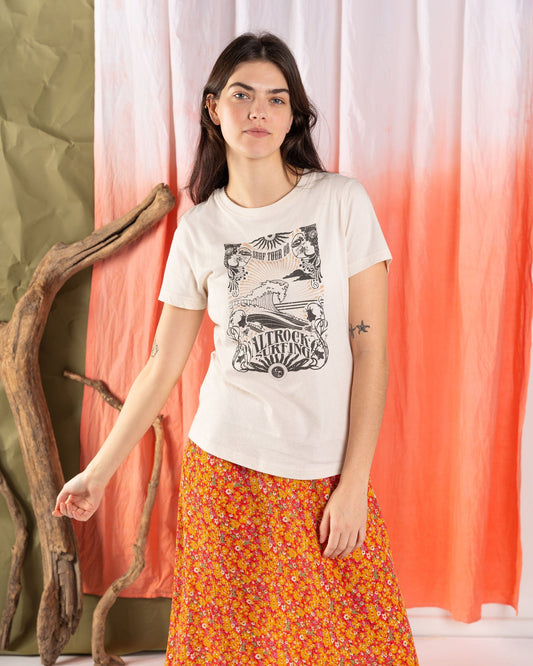Surfing Tour  - Womens Short Sleeve T-Shirt - Cream