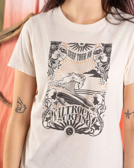 Surfing Tour  - Womens Short Sleeve T-Shirt - Cream
