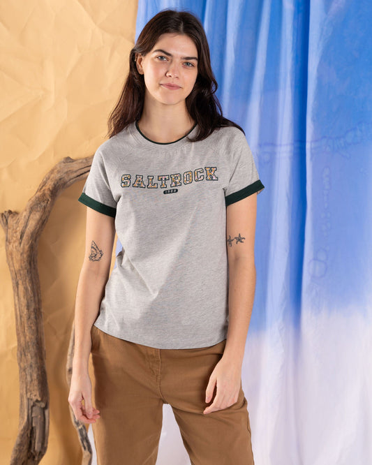 Campus Floral  - Womens Short Sleeve T-Shirt - Grey
