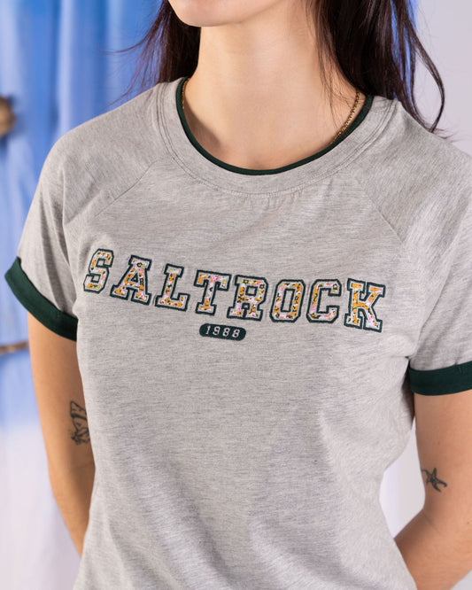 Campus Floral  - Womens Short Sleeve T-Shirt - Grey