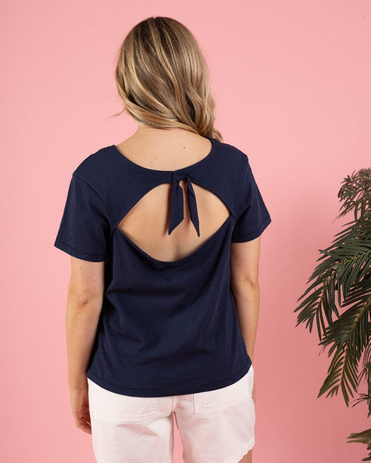 Rosa - Womens Open Back T-Shirt - Blue