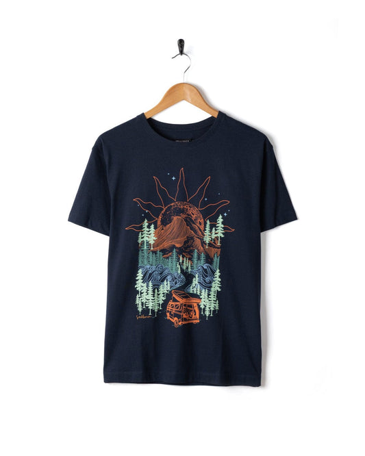Open Road - Womens Oversized Short Sleeve T-Shirt - Blue
