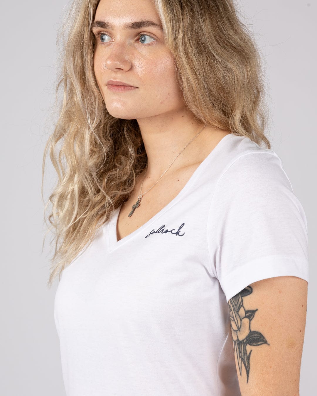 Essential Womens Short Sleeve V-Neck T-Shirt in White