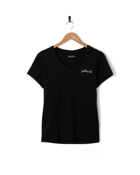 Velator - Womens Short Sleeve V-Neck T-Shirt - Black