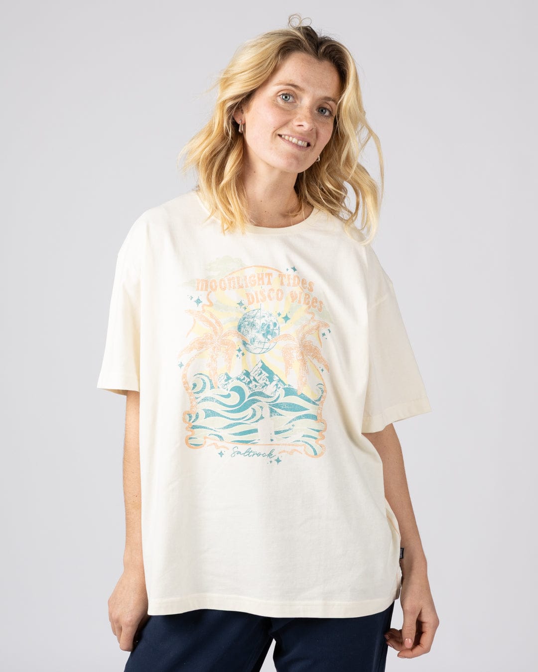 Last Light Womens Oversized Short Sleeve T-Shirt Cream