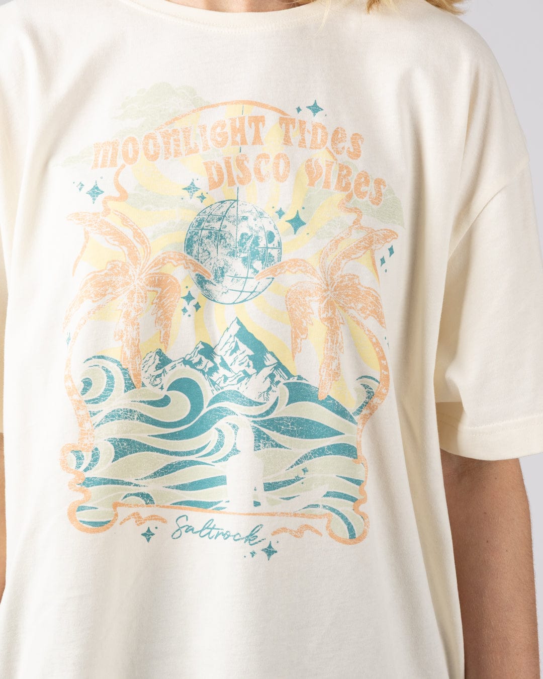 Last Light Womens Oversized Short Sleeve T-Shirt Cream