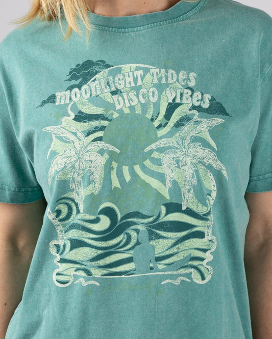 Last Light Womens Boxy Short Sleeve T-Shirt in Blue