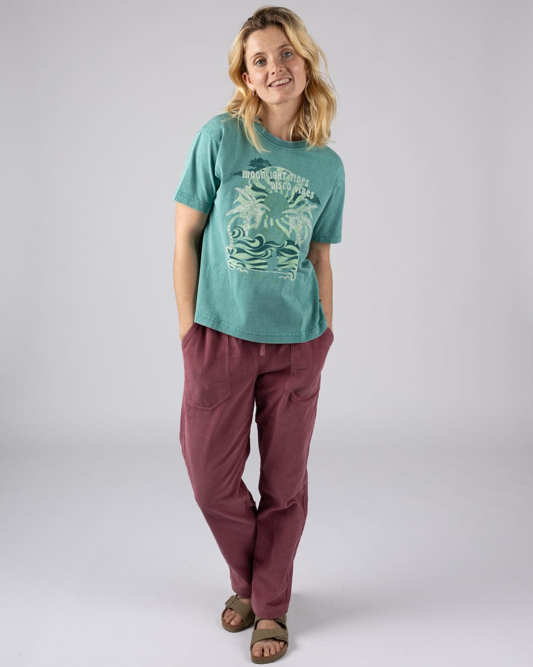 Last Light Womens Boxy Short Sleeve T-Shirt in Blue