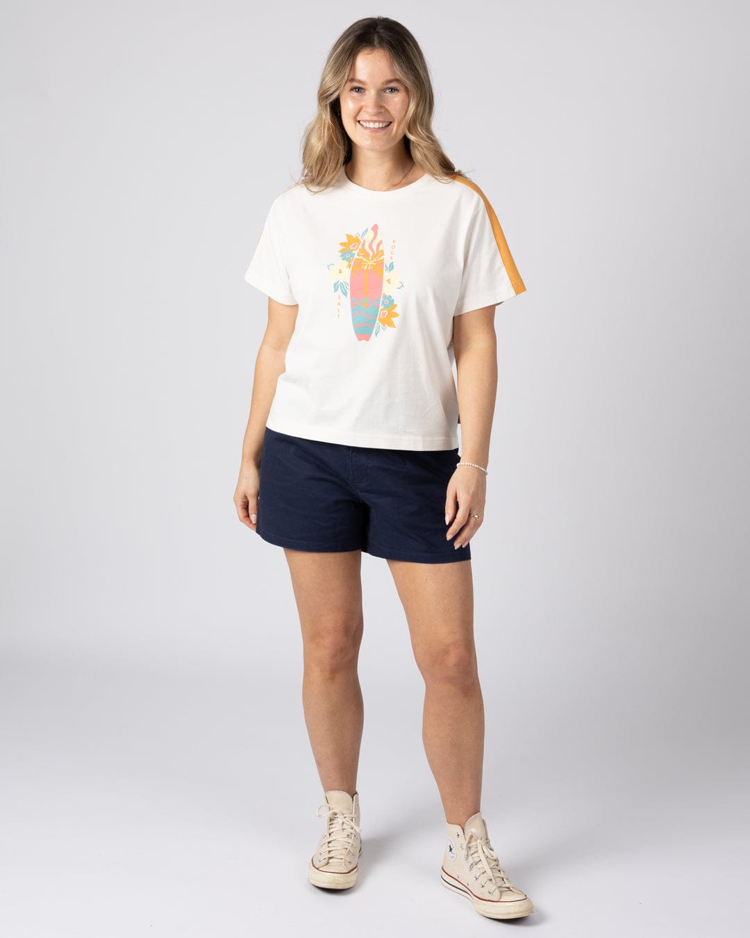 Sun Surfer Womens Short Sleeve T-Shirt in Cream