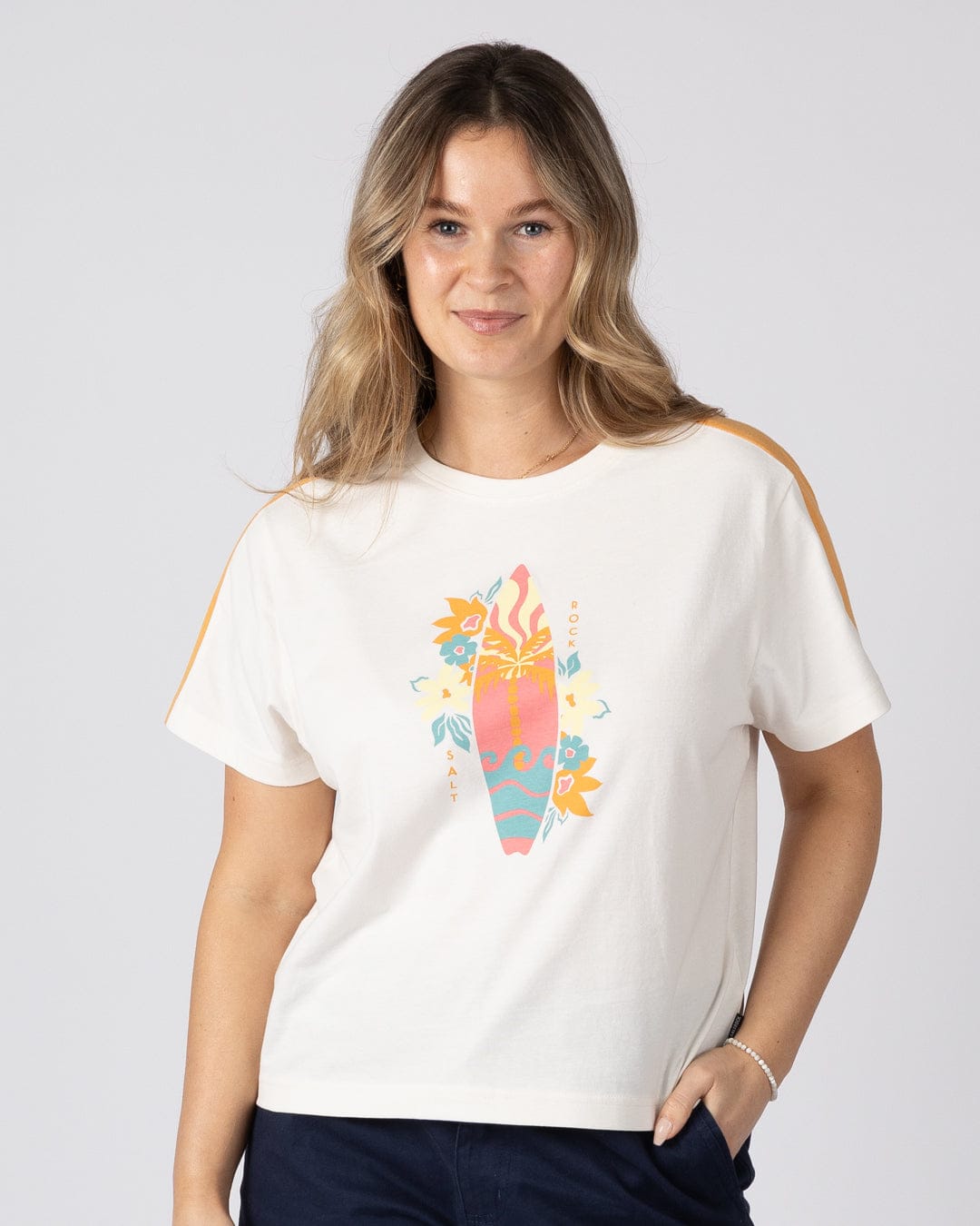 Sun Surfer Womens Short Sleeve T-Shirt in Cream