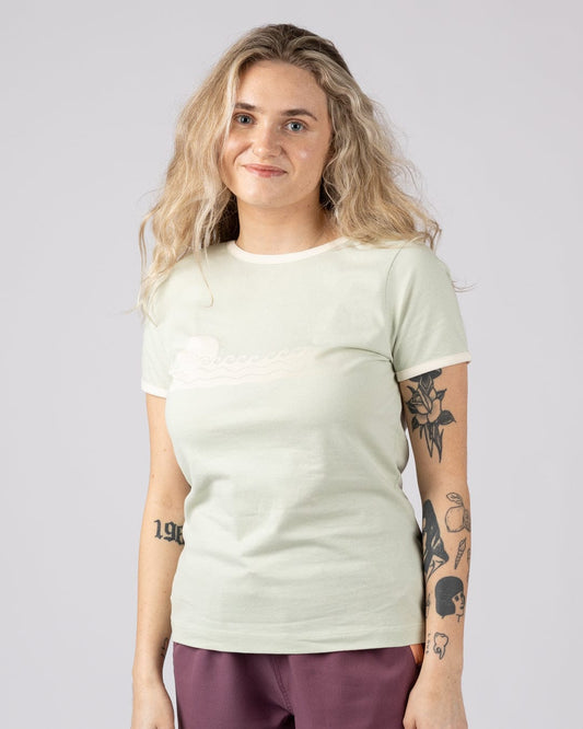 Golden Hour - Womens Short Sleeve Ringer T-Shirt - Light Green