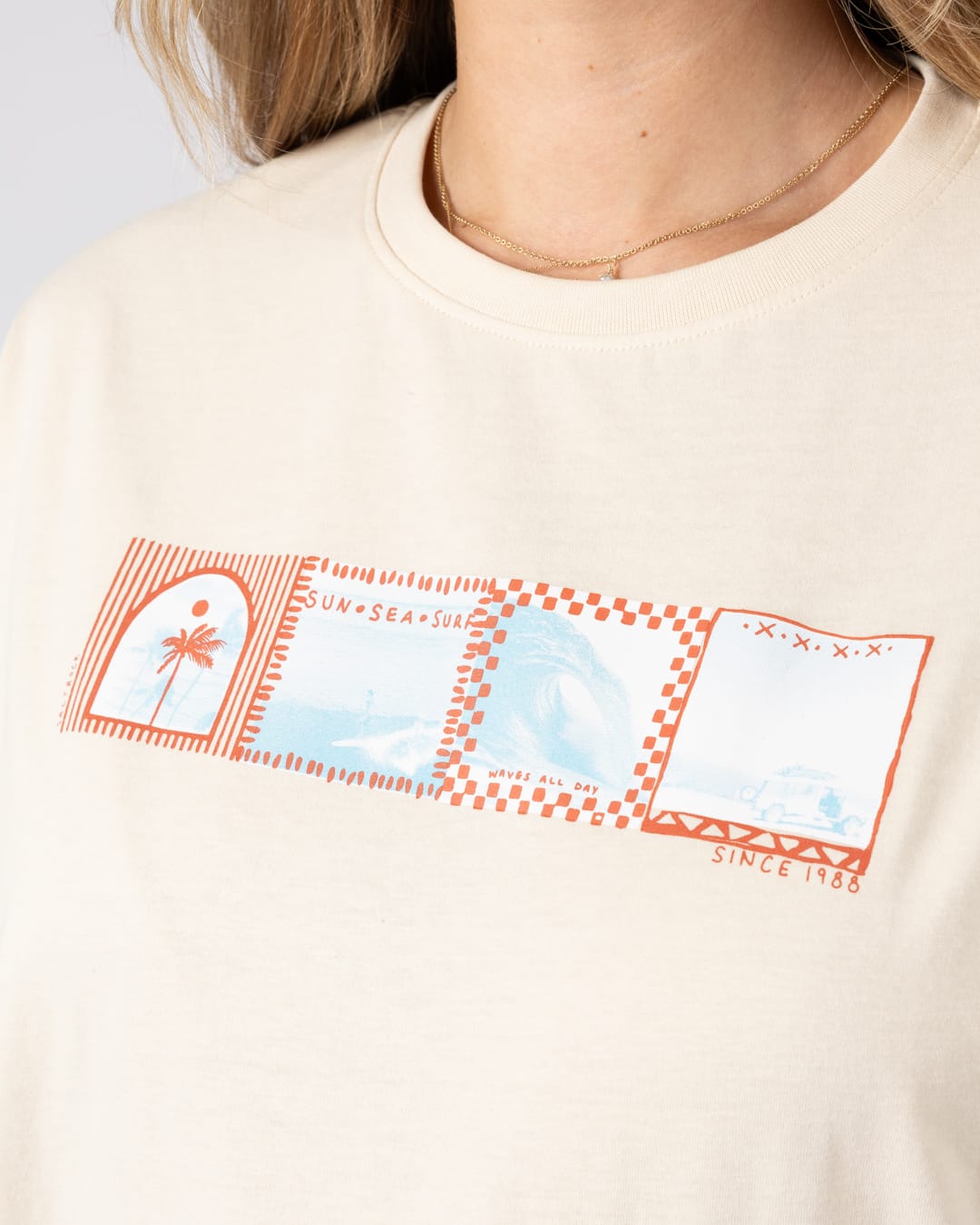 Offshore Womens Short Sleeve T-Shirt in Cream