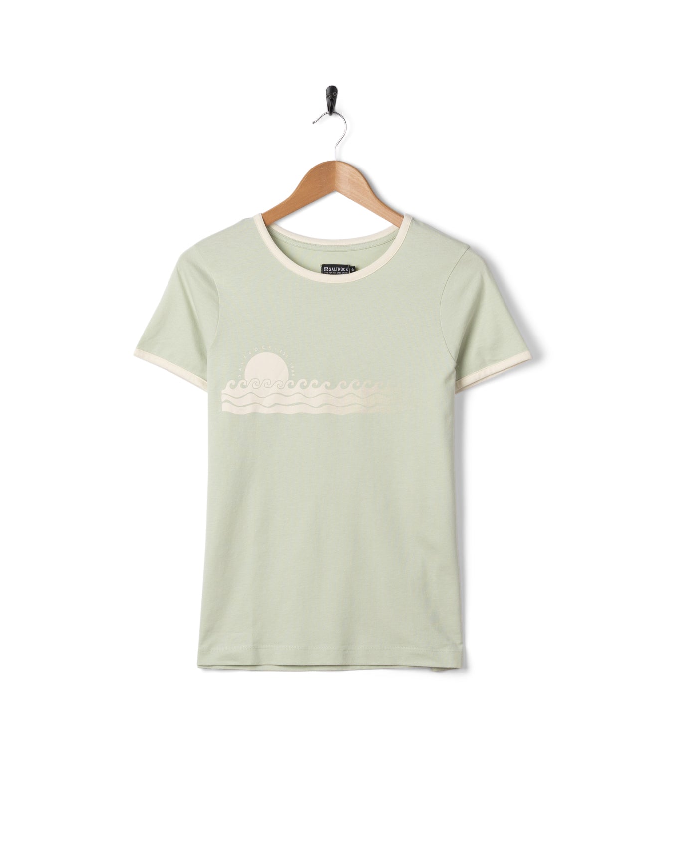 Golden Hour - Womens Short Sleeve Ringer T-Shirt - Light Green