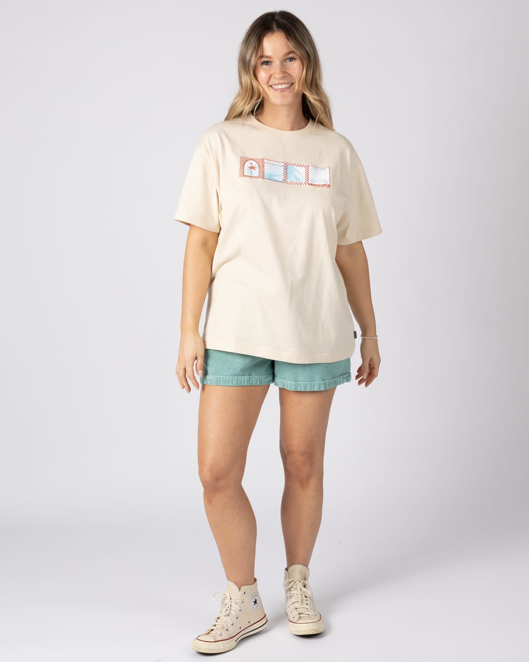 Offshore Womens Short Sleeve T-Shirt in Cream